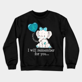 Ovarian Cancer Awareness Elephant Funny Crewneck Sweatshirt